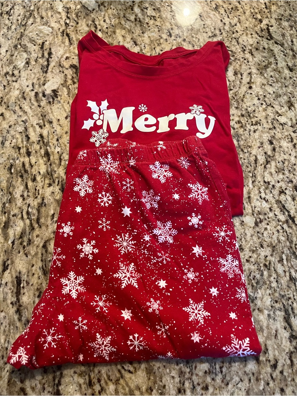 Ladies Red 'Merry' Holiday Pajama Set